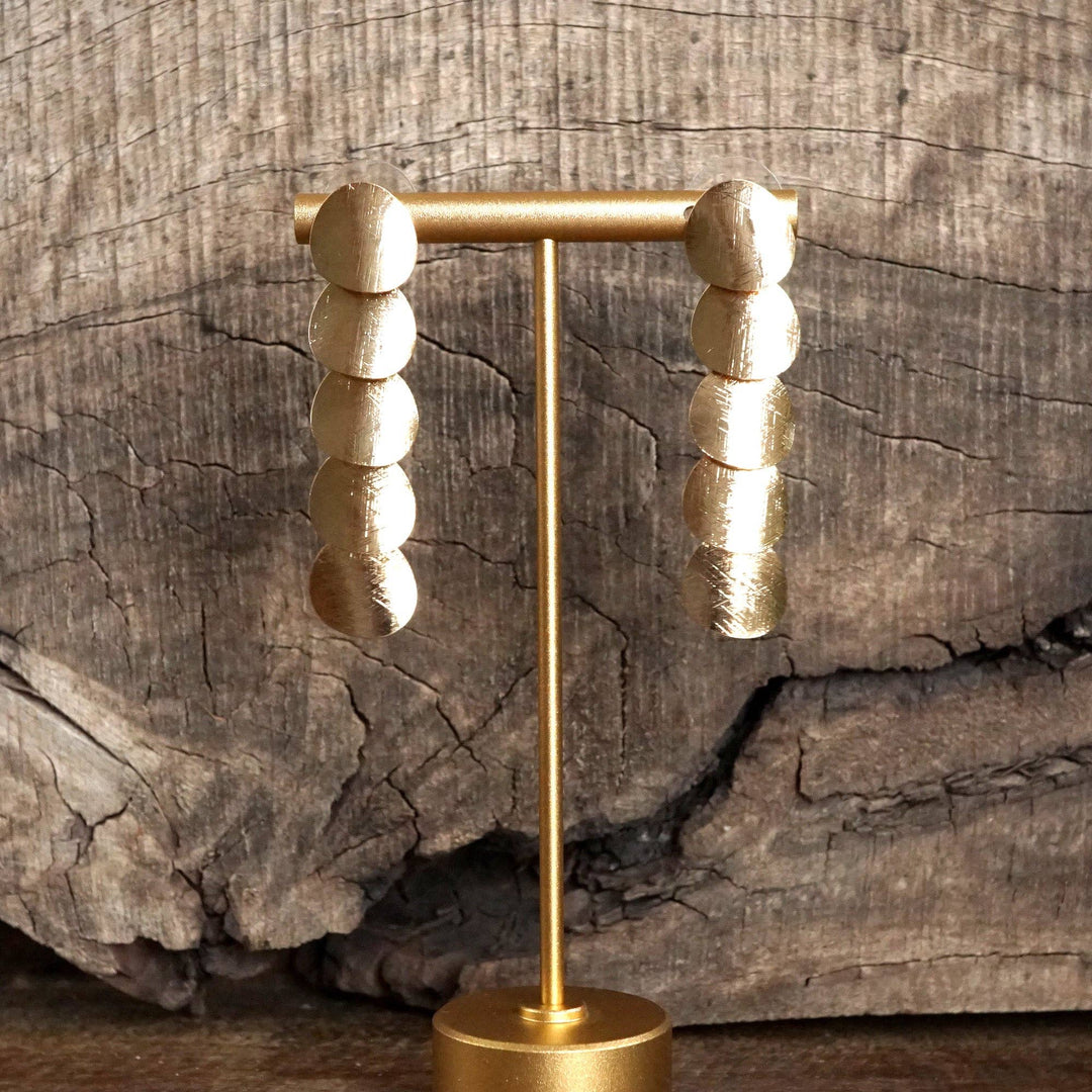 Gold Round Scales Drop Earrings