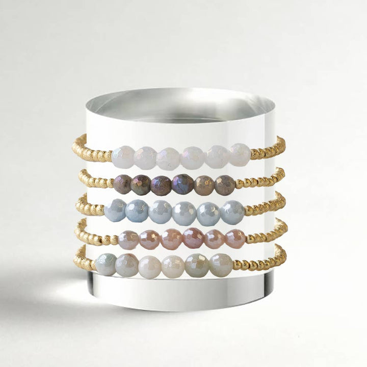 Amazonite Row Gold Beaded Bracelet