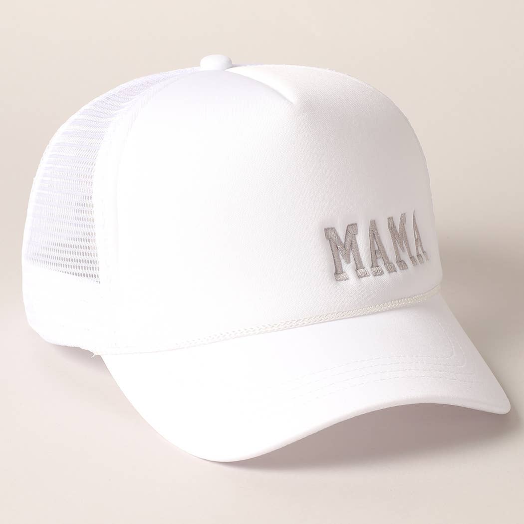White MAMA Embroidered Hat