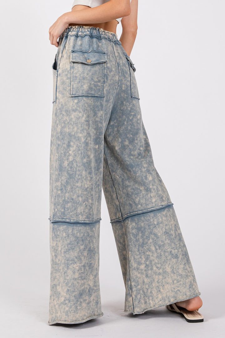 SAGE + FIG Mineral Washed Terry Wide Leg Pants (ONline Only)