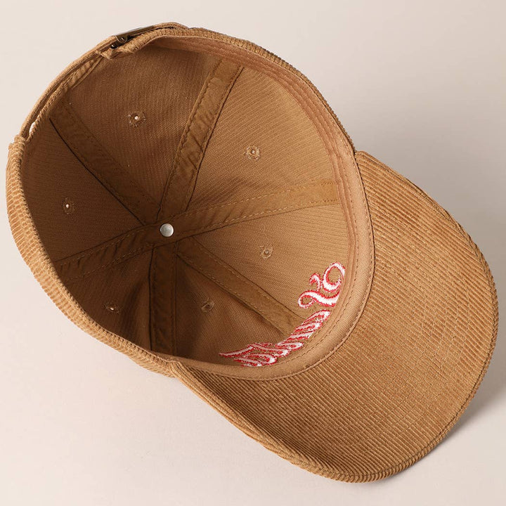 Santa Embroidered Corduroy Cap