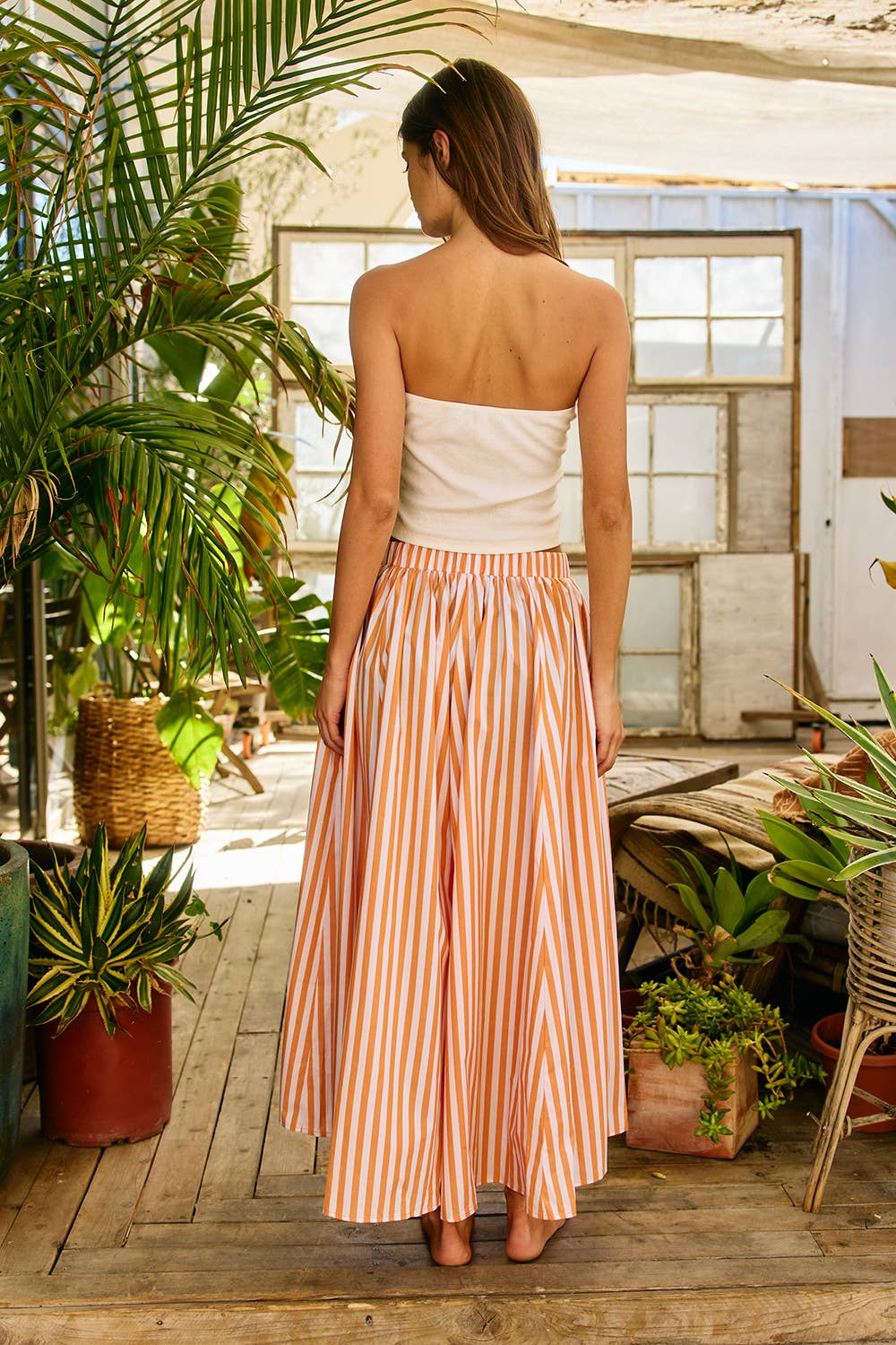 Striped Voluminous Gaucho Pants