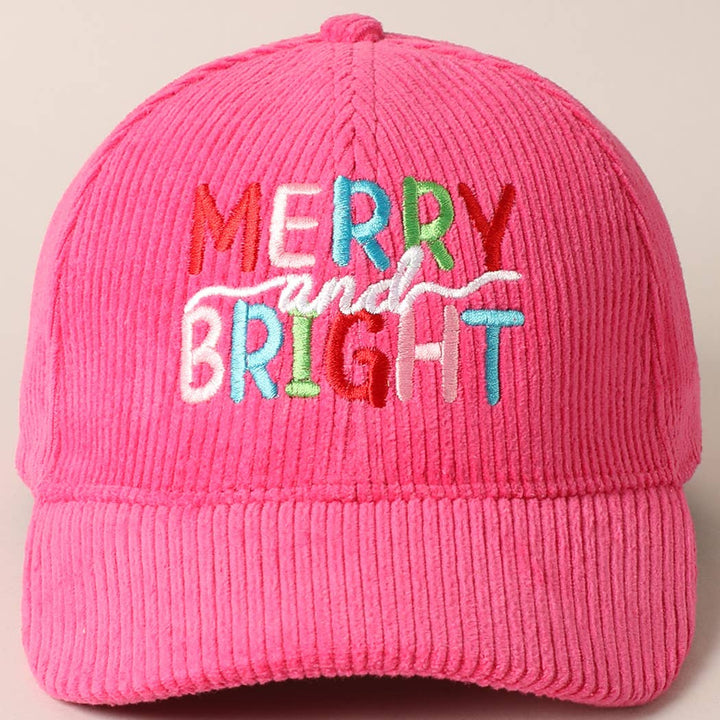 Merry and Bright Embroidery Corduroy Cap