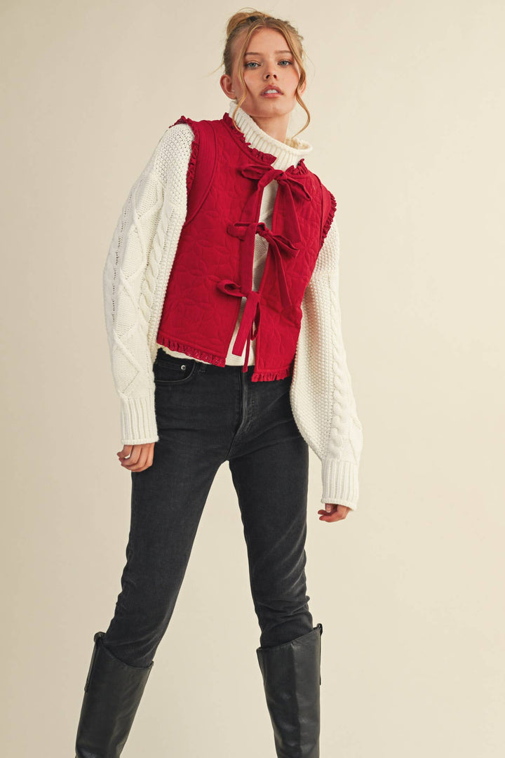 QUILTED BOW VEST