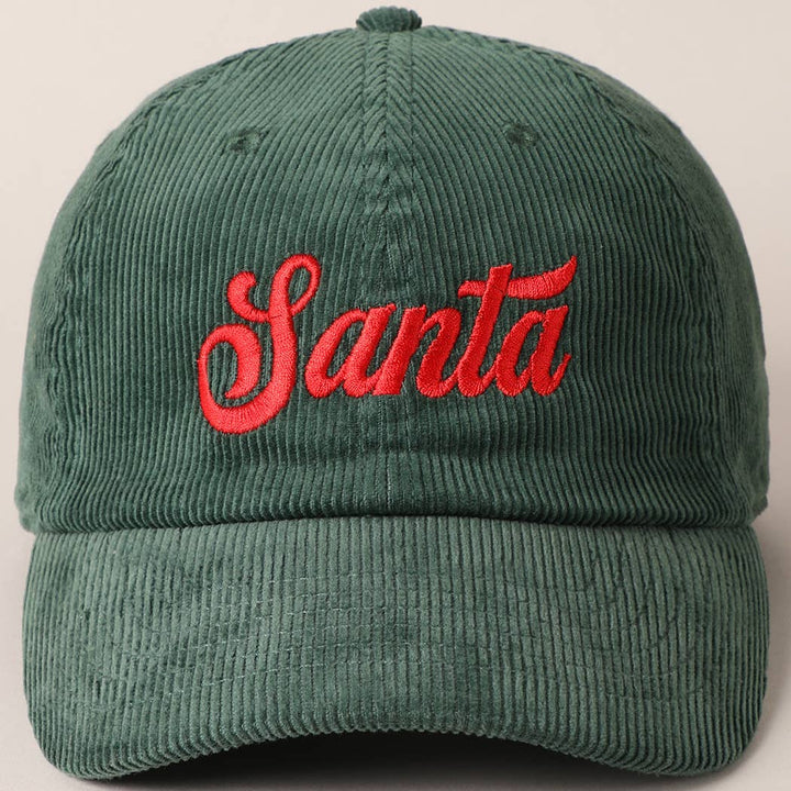 Santa Embroidered Corduroy Cap