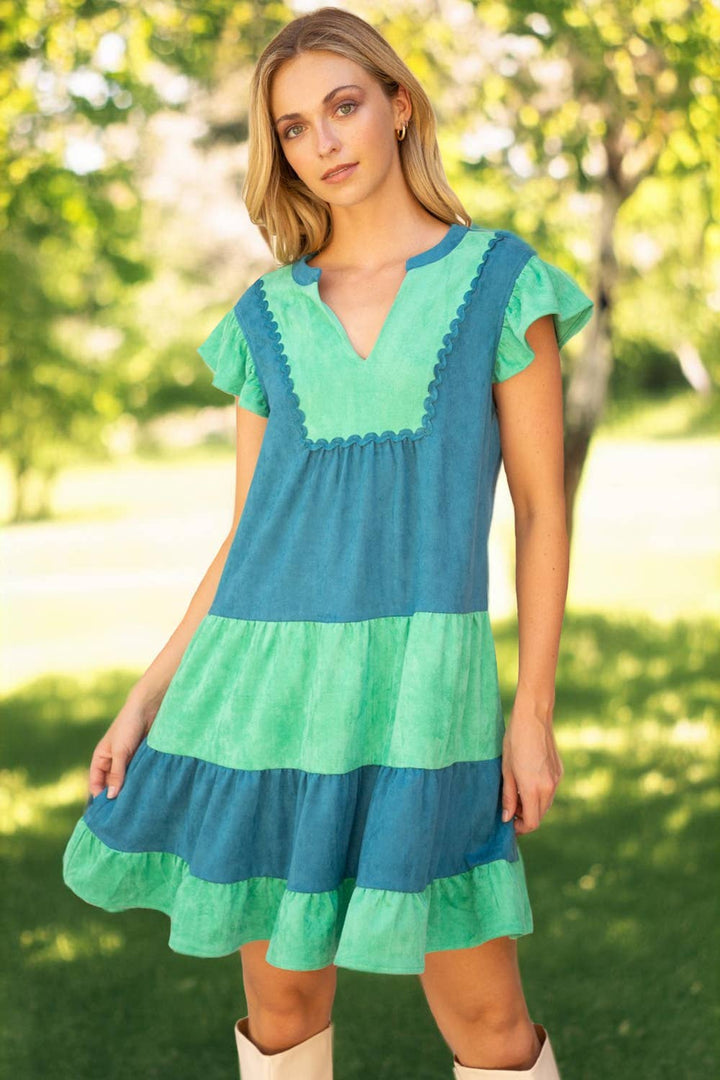Wavy Color Block Dress
