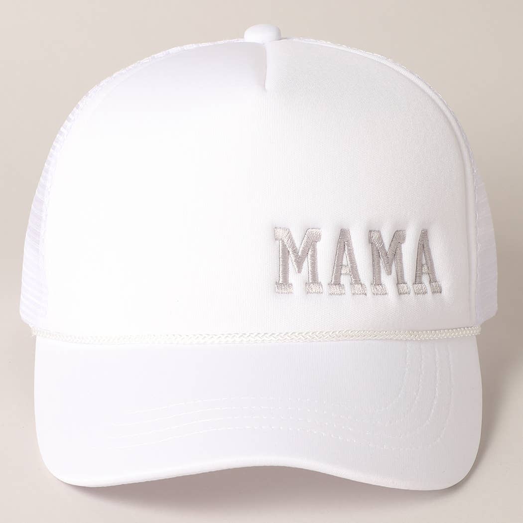 White MAMA Embroidered Hat