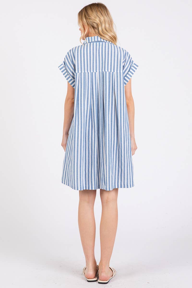 COTTON STRIPED TUNIC DRESS