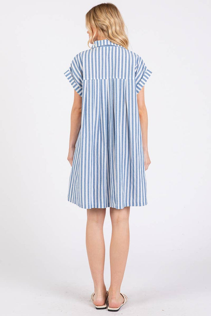 COTTON STRIPED TUNIC DRESS