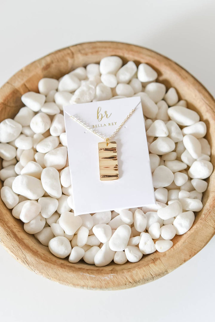 Wavy Bar Charm Necklace