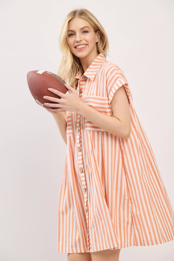 COTTON STRIPED TUNIC DRESS