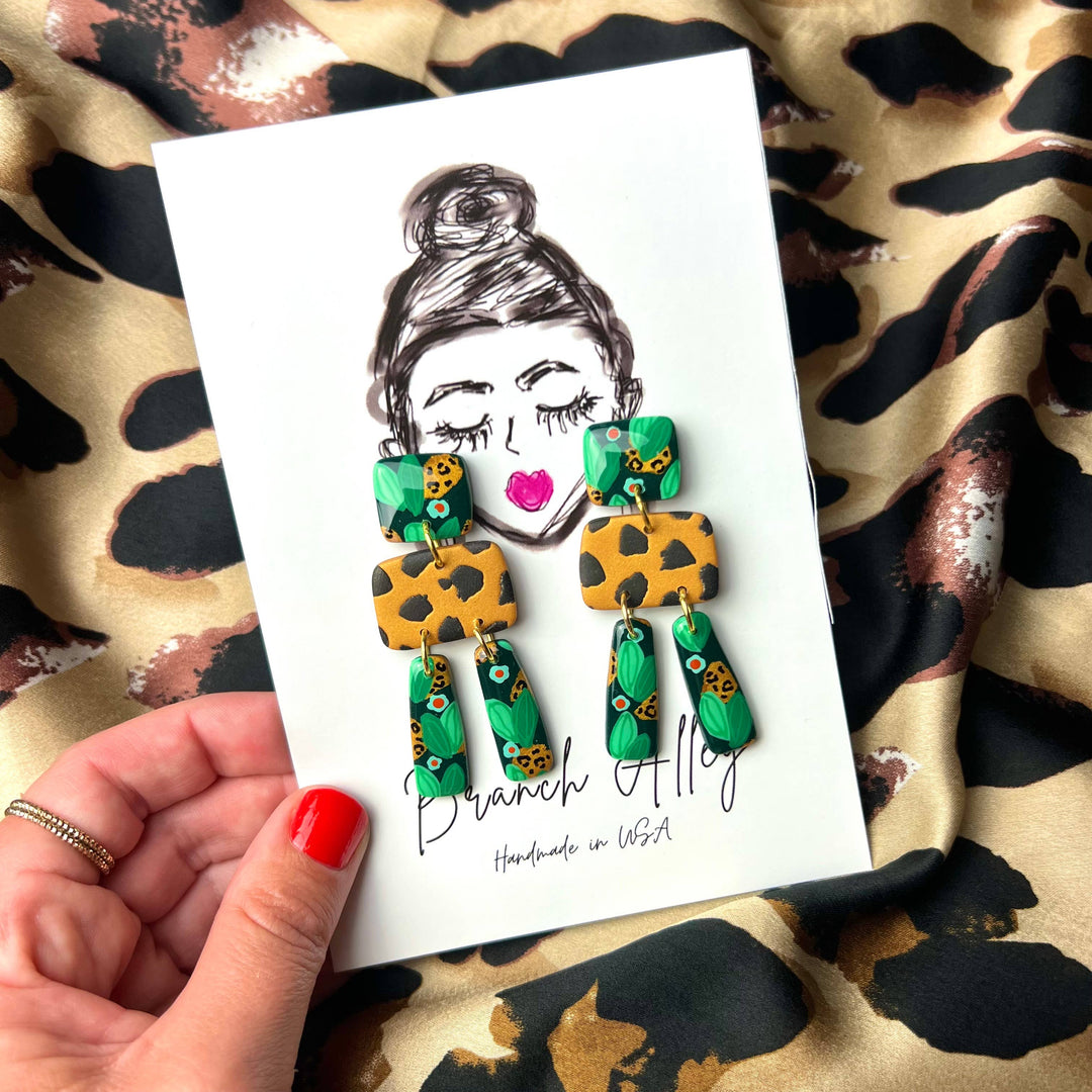 Jungle pattern clay dangle