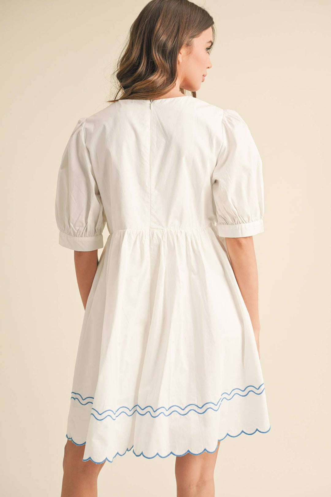EMBROIDERY BOW MINI DRESS