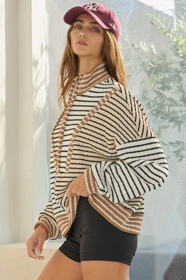 Half Zip Striped Top