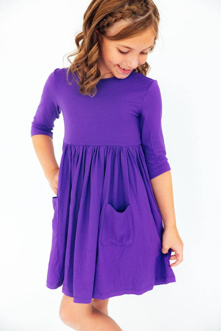 3/4 Sleeve Pocket Twirl Dress