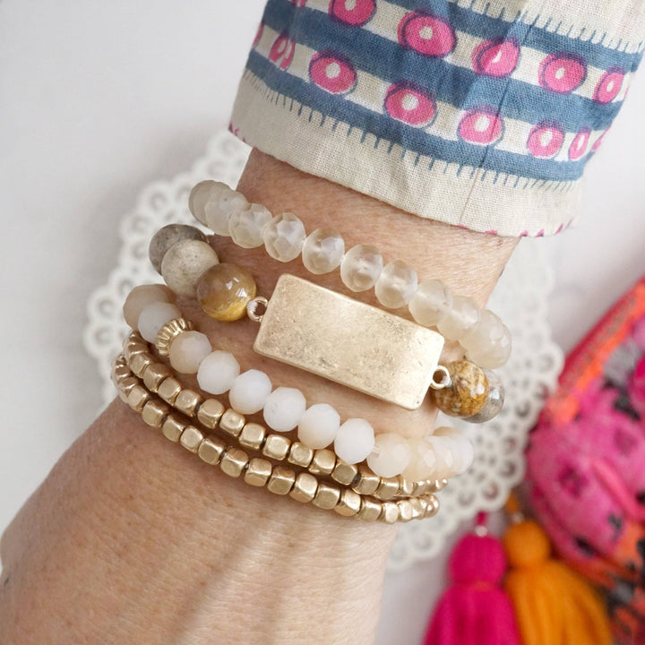 Brown boho Beaded Bracelets Stack