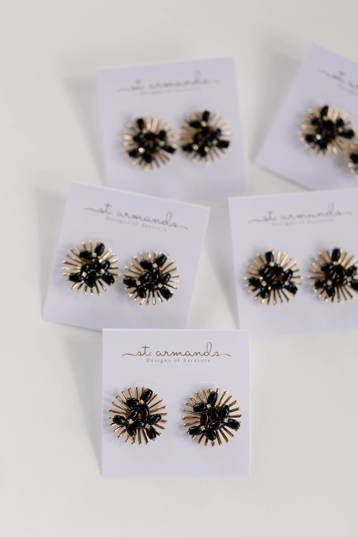 Black Sunburst Earrings