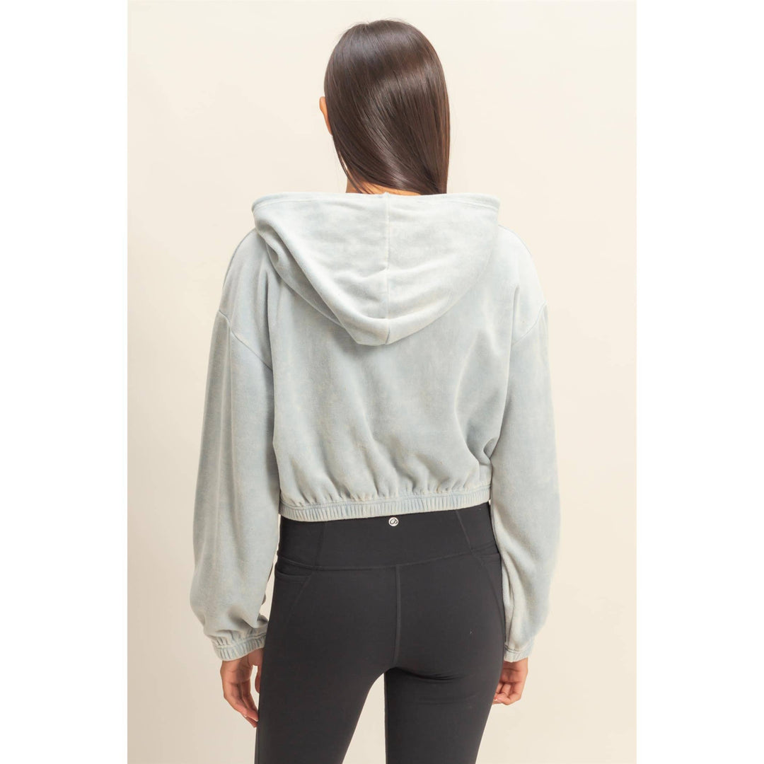 Cropped Velvet Hoodie