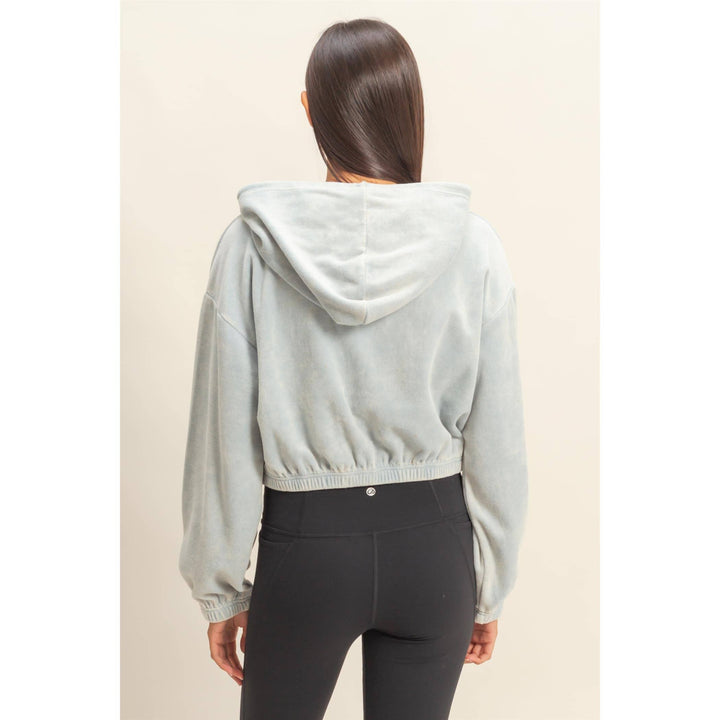 Cropped Velvet Hoodie