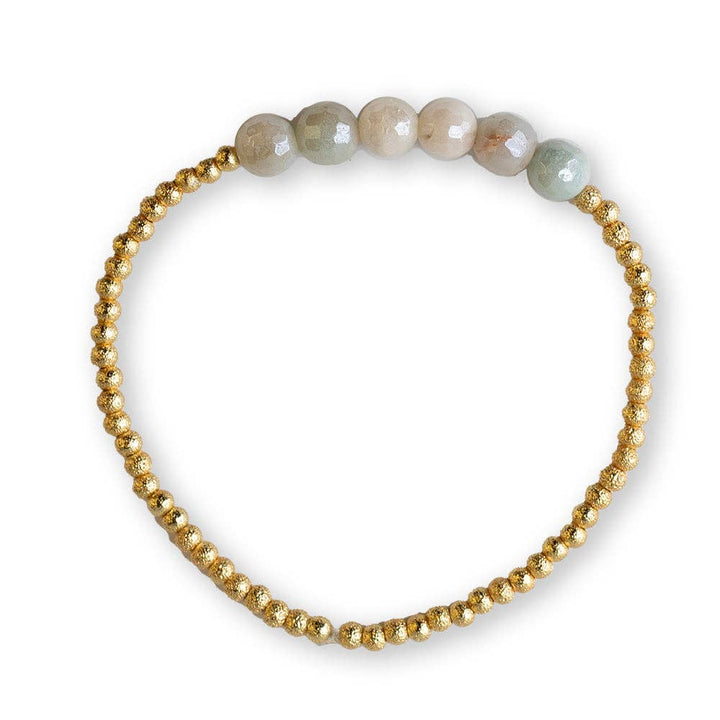 Amazonite Row Gold Beaded Bracelet