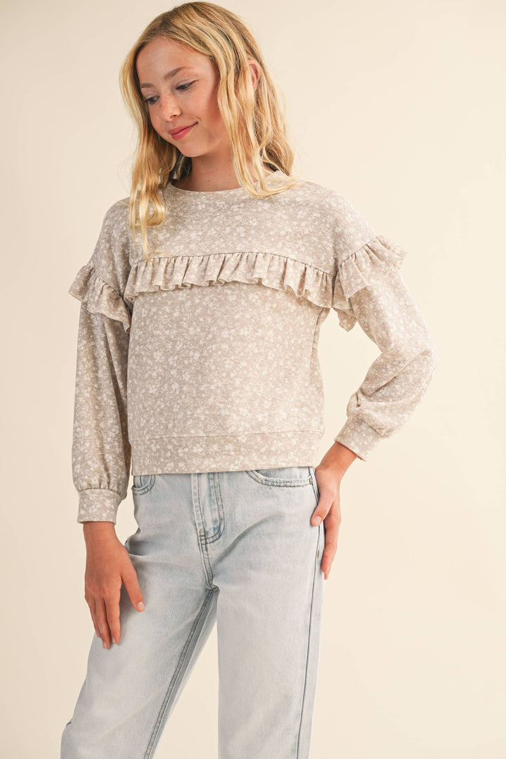 GIRLS RUFFLE SWEATSHIRT