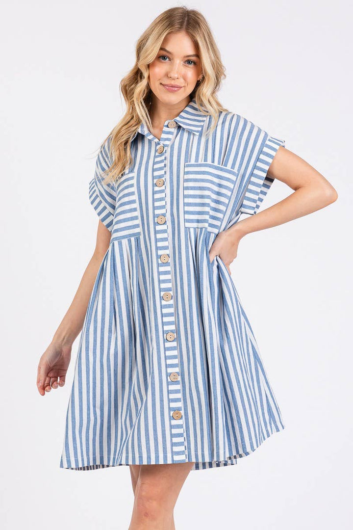 COTTON STRIPED TUNIC DRESS