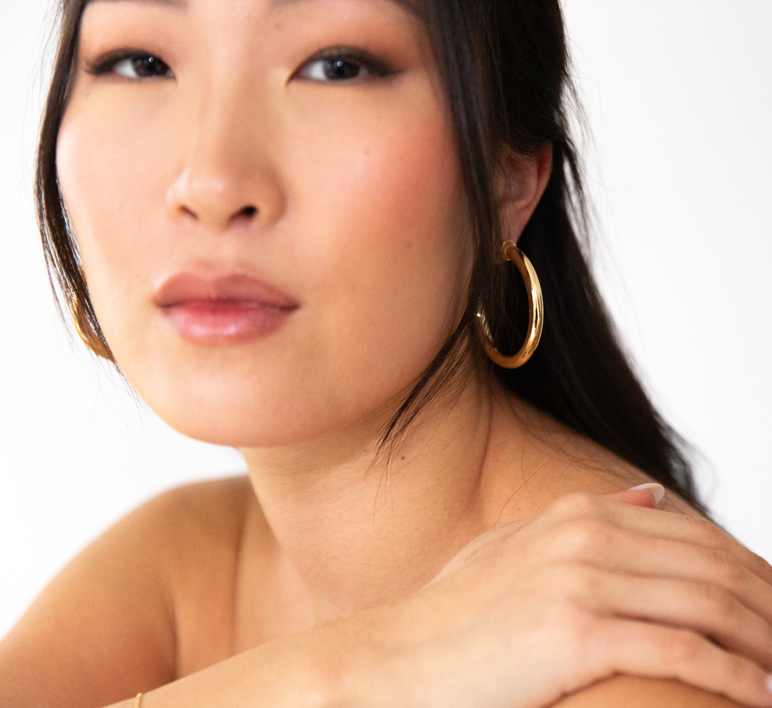 Hypoallergenic Shiny Gold Hoop Earrings | 3 Sizes