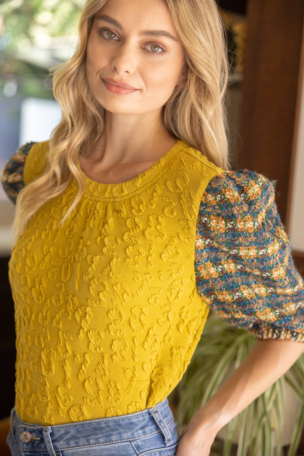 Tweed Sleeve Top