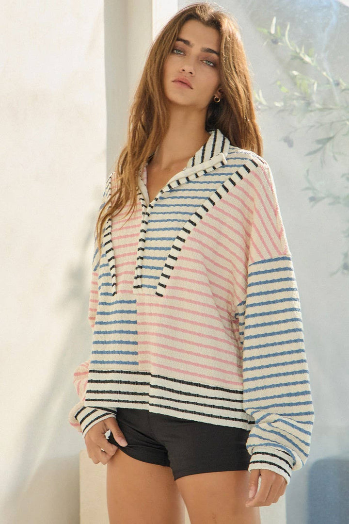 Half Zip Striped Top