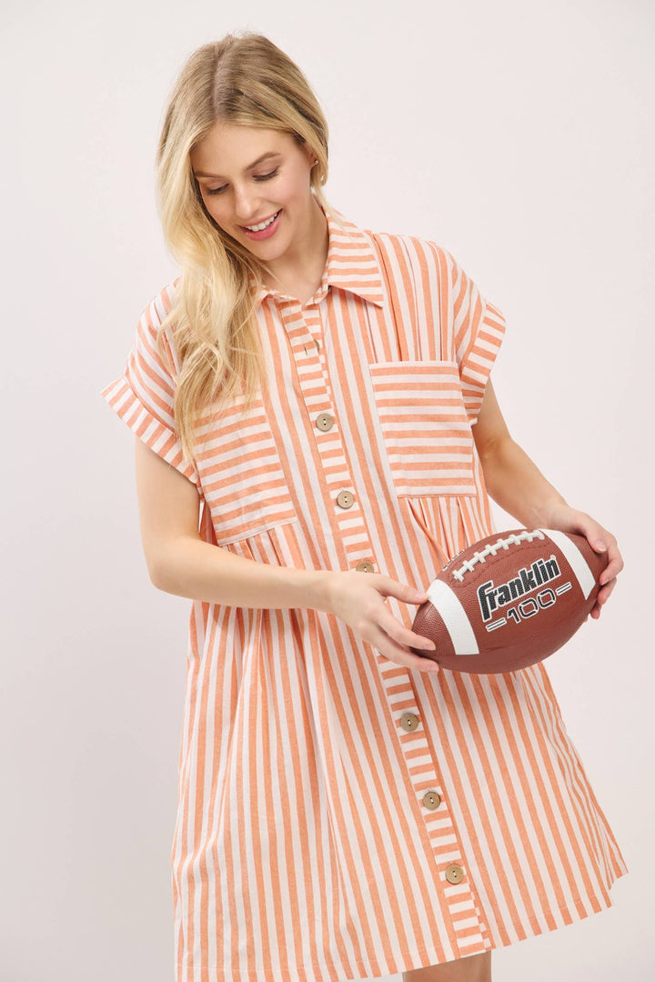 COTTON STRIPED TUNIC DRESS