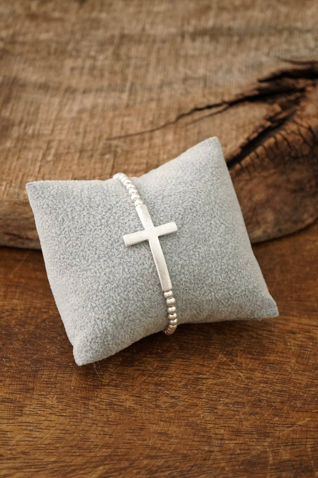 Minimal Cross Stretchy Bracelet with Ball Beads