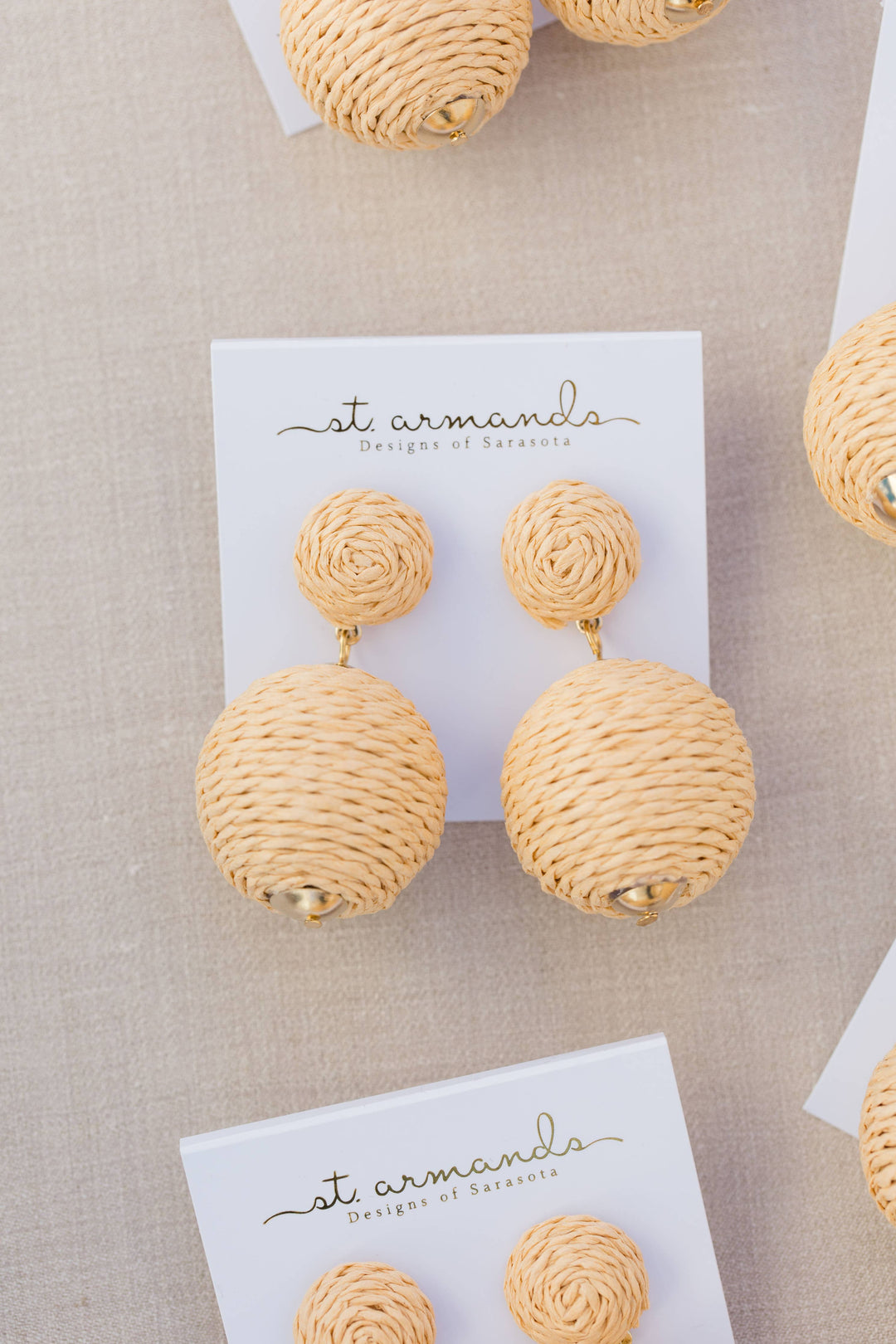 Natural Pom Pom Earrings