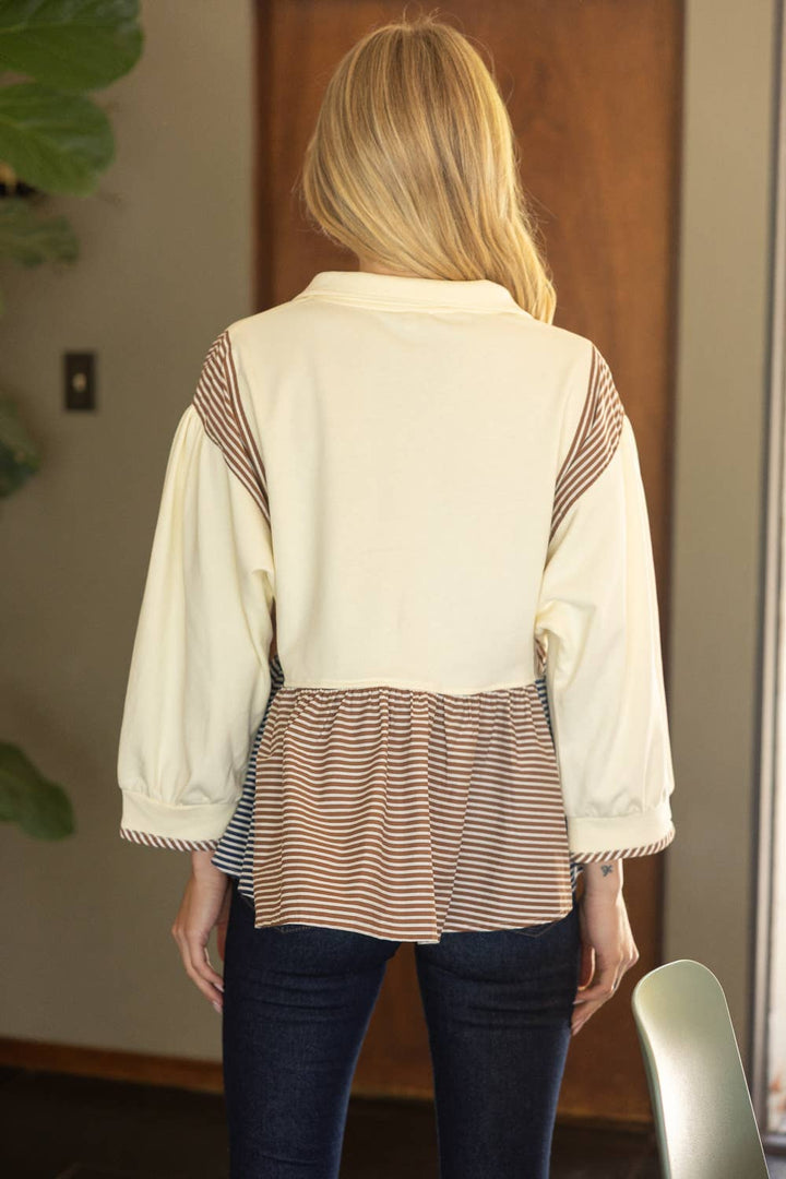 Half Snap Peplum Sweatshirt
