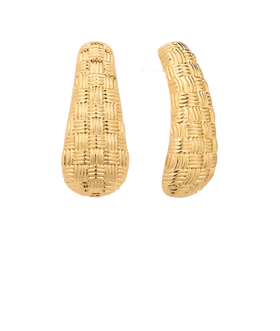 Gold Textured Dome Drop Earrings