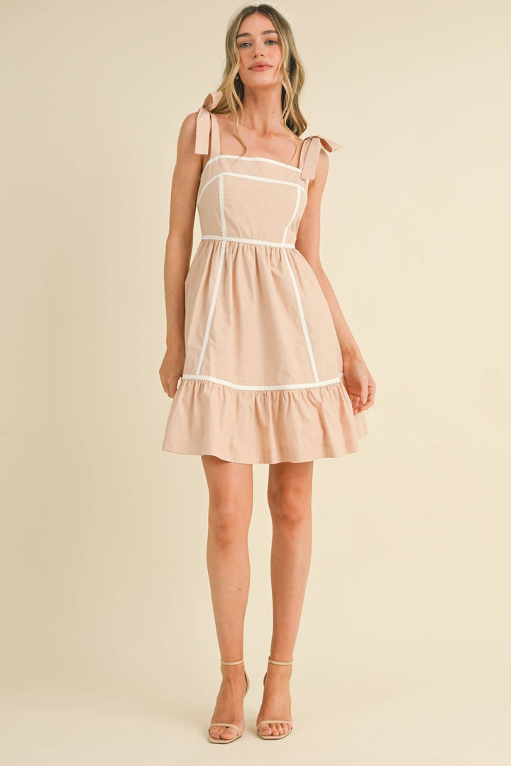 CONTRAST BINDING MINI DRESS
