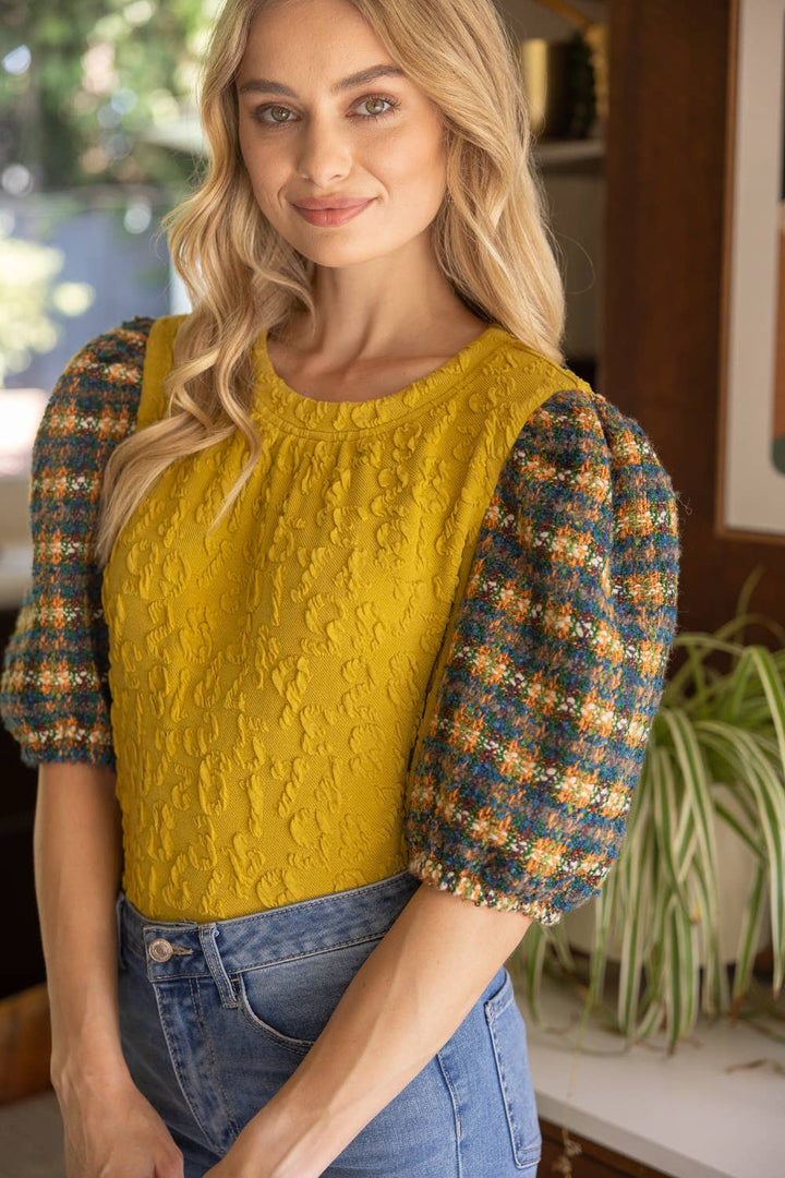 Tweed Sleeve Top