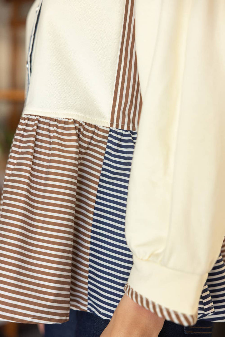 Half Snap Peplum Sweatshirt