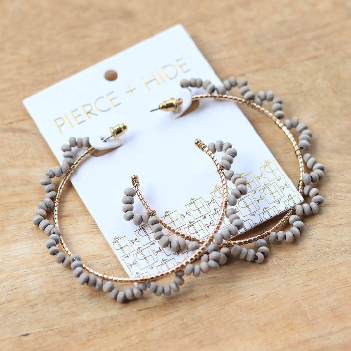 Wood Beaded Wrapped Earrings