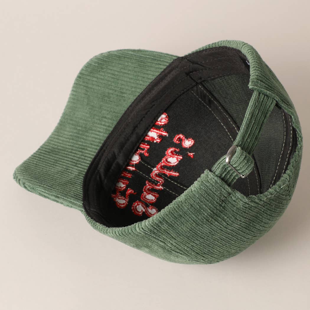 Santa's Favorite Embroidery Corduroy Cap