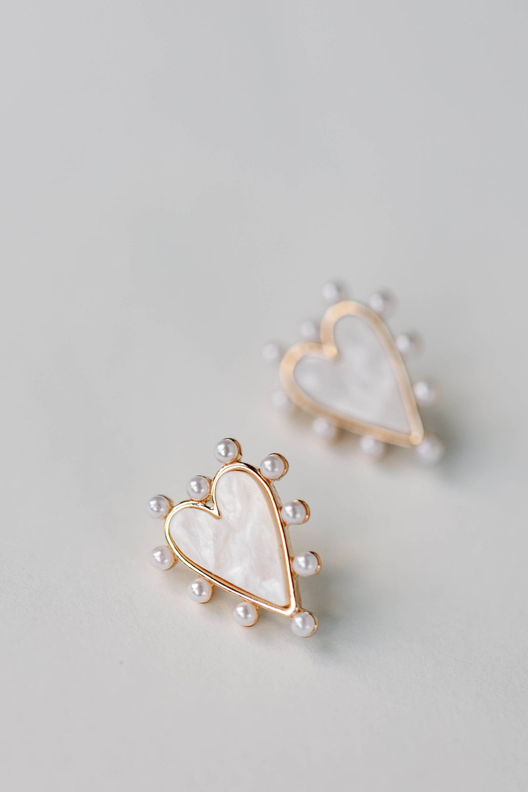 Pearl Studded Heart Earrings