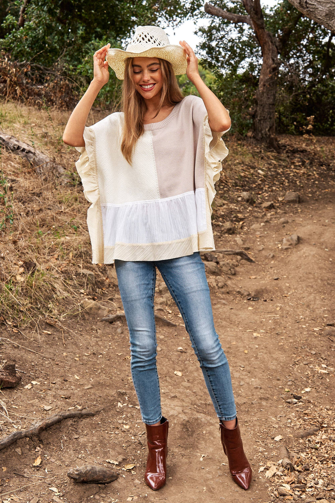 Mix Match Ruffle Sweater Neutrals