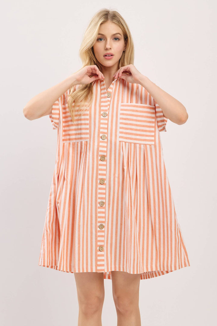 COTTON STRIPED TUNIC DRESS