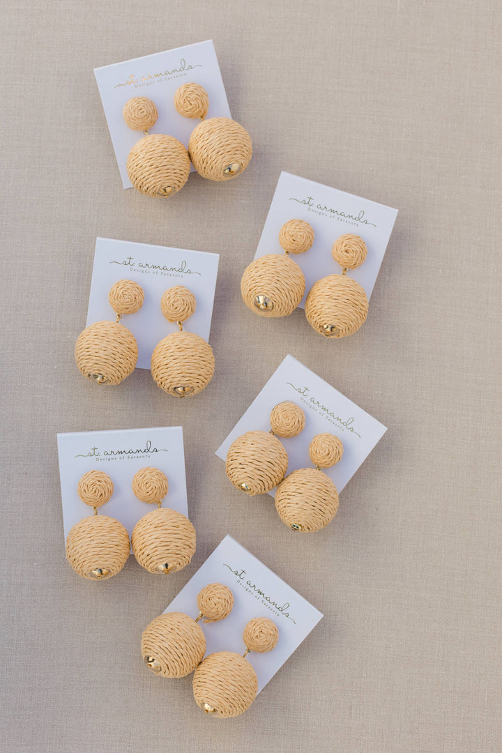 Natural Pom Pom Earrings