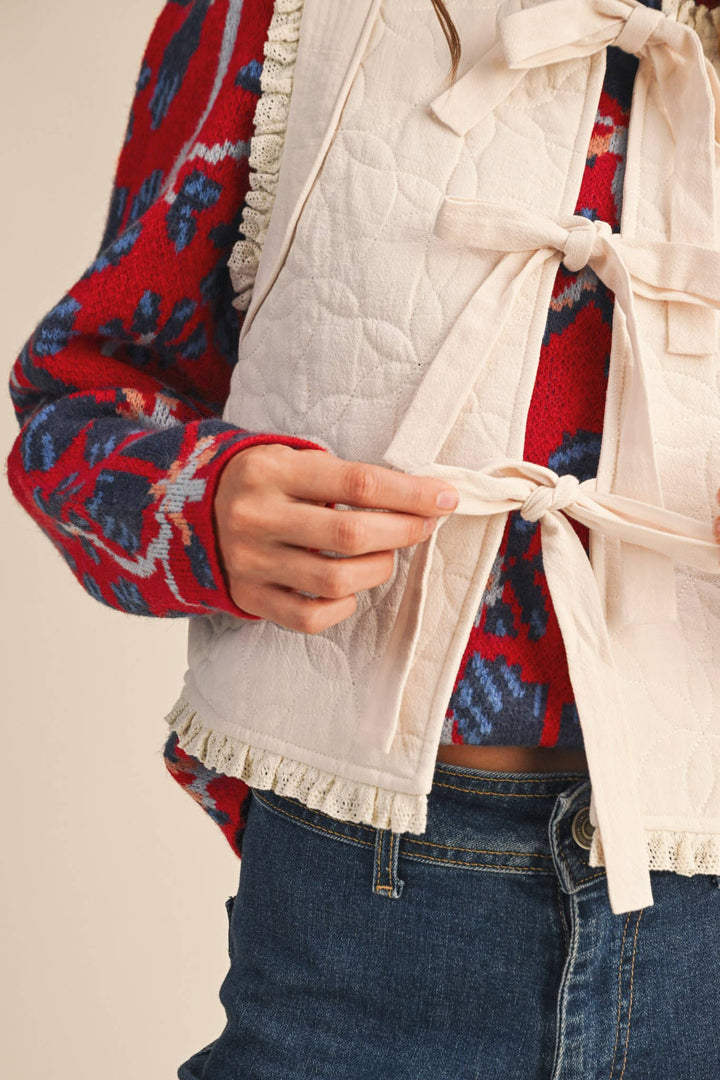 QUILTED BOW VEST