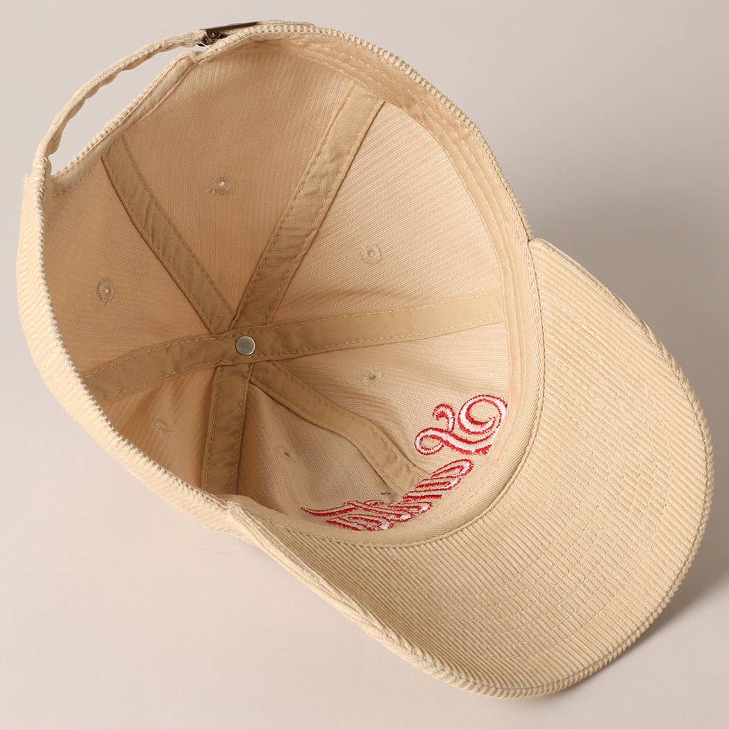 Santa Embroidered Corduroy Cap