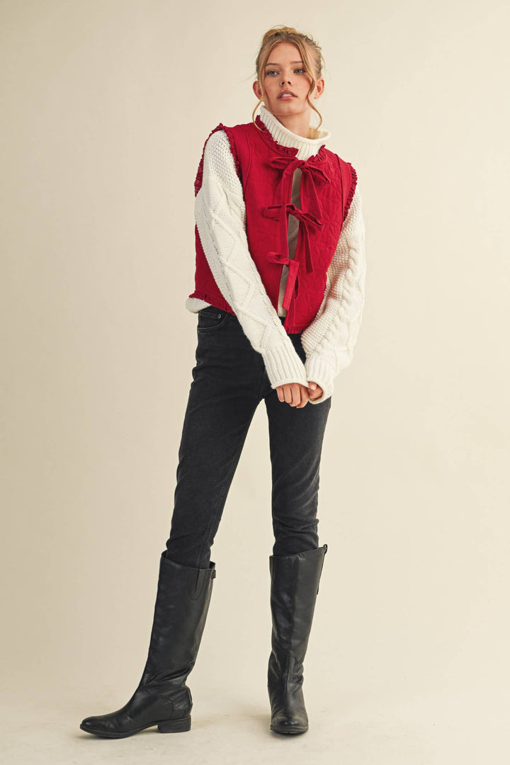QUILTED BOW VEST