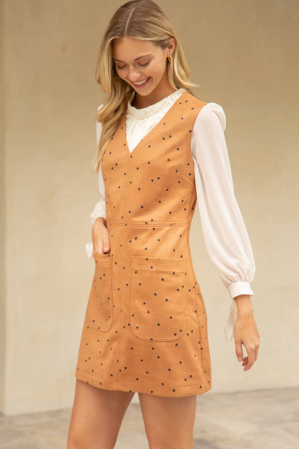 Heart Printed Suede Dress