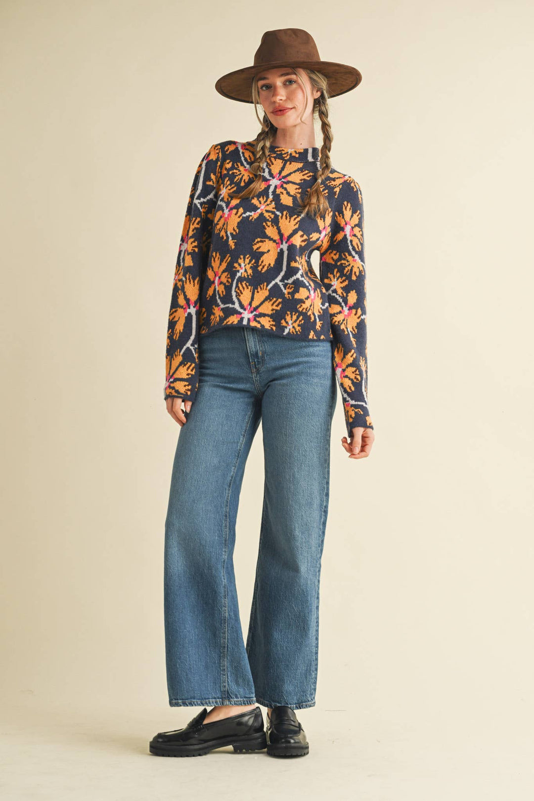 FLORAL MOCK NECK SWEATER