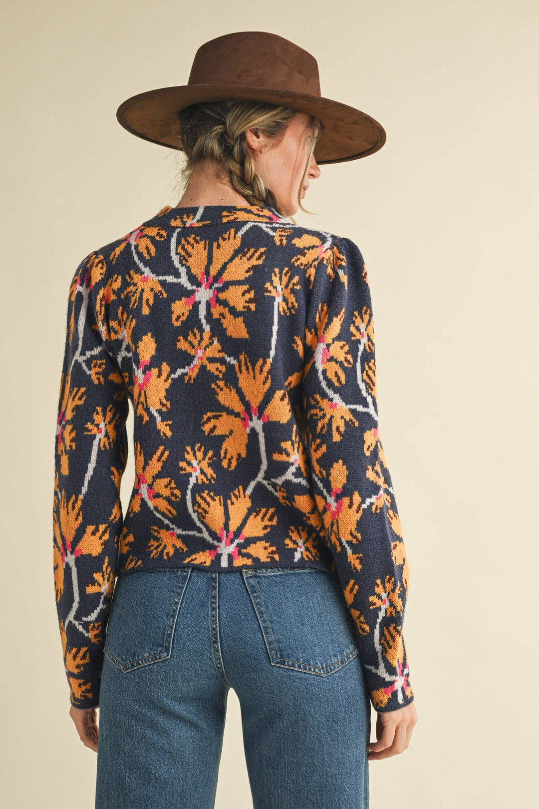 FLORAL MOCK NECK SWEATER