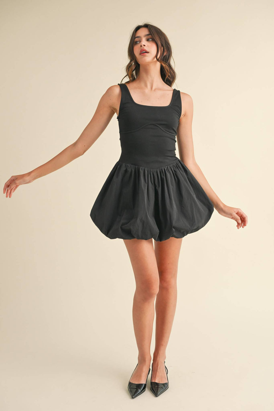 BUBBLE HEM MINI DRESS
